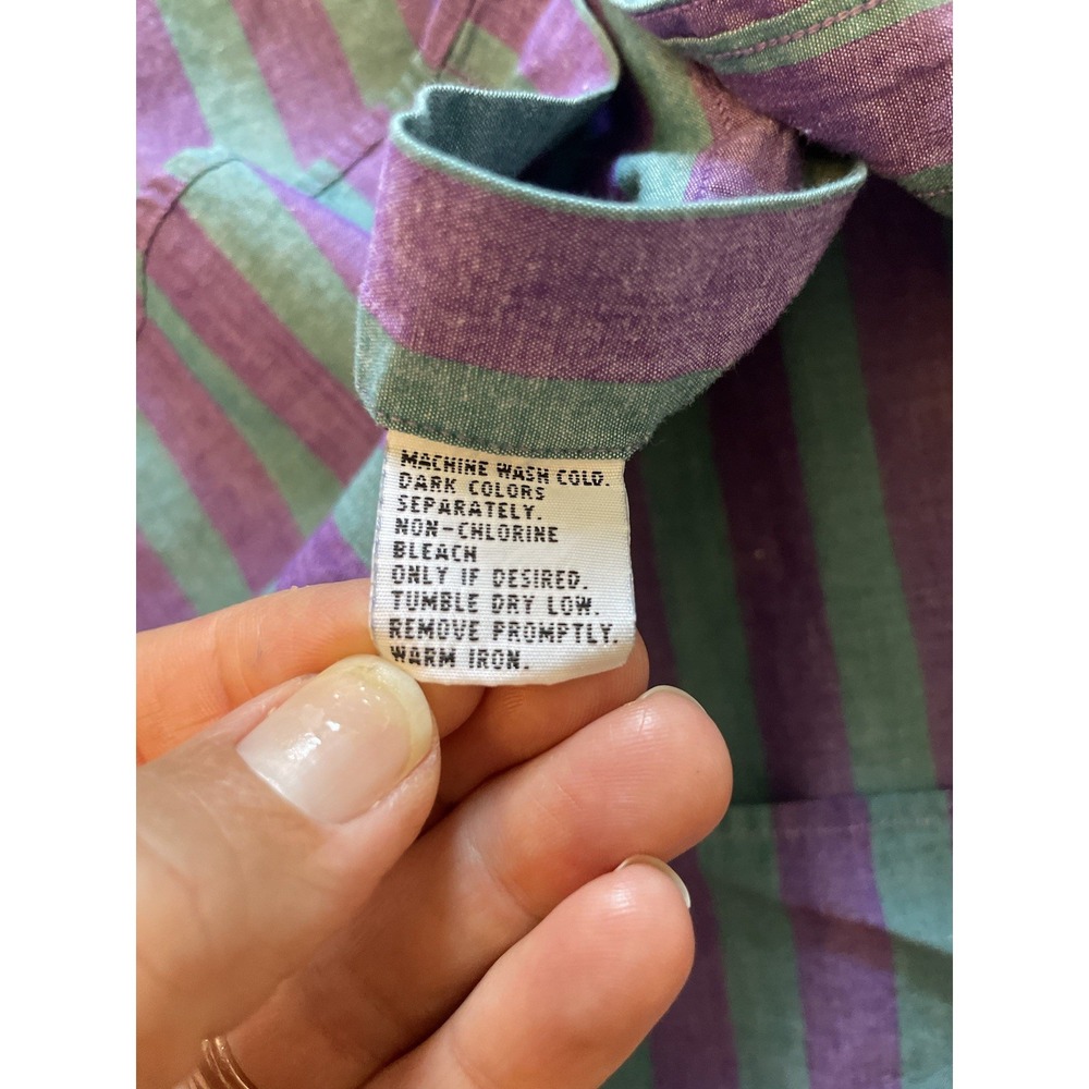 VTG Chaps Ralph Lauren Green/Purple Striped Button Down. XL. Crown Logo. 90's. - Picture 6 of 10